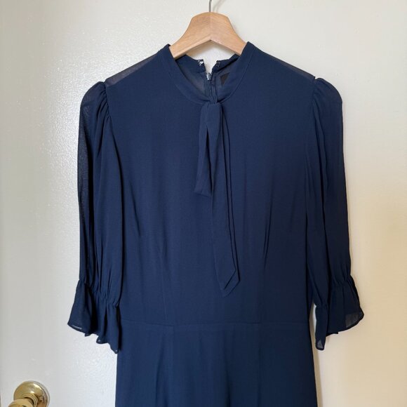 Reformation Cassie Navy Blue Neck Tie Mini Dress US 4 - Picture 3 of 7